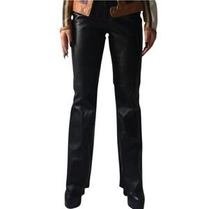 Vintage Hugo Buscati Leather Pants Womens 6 Tall Trousers Straight Leg Western